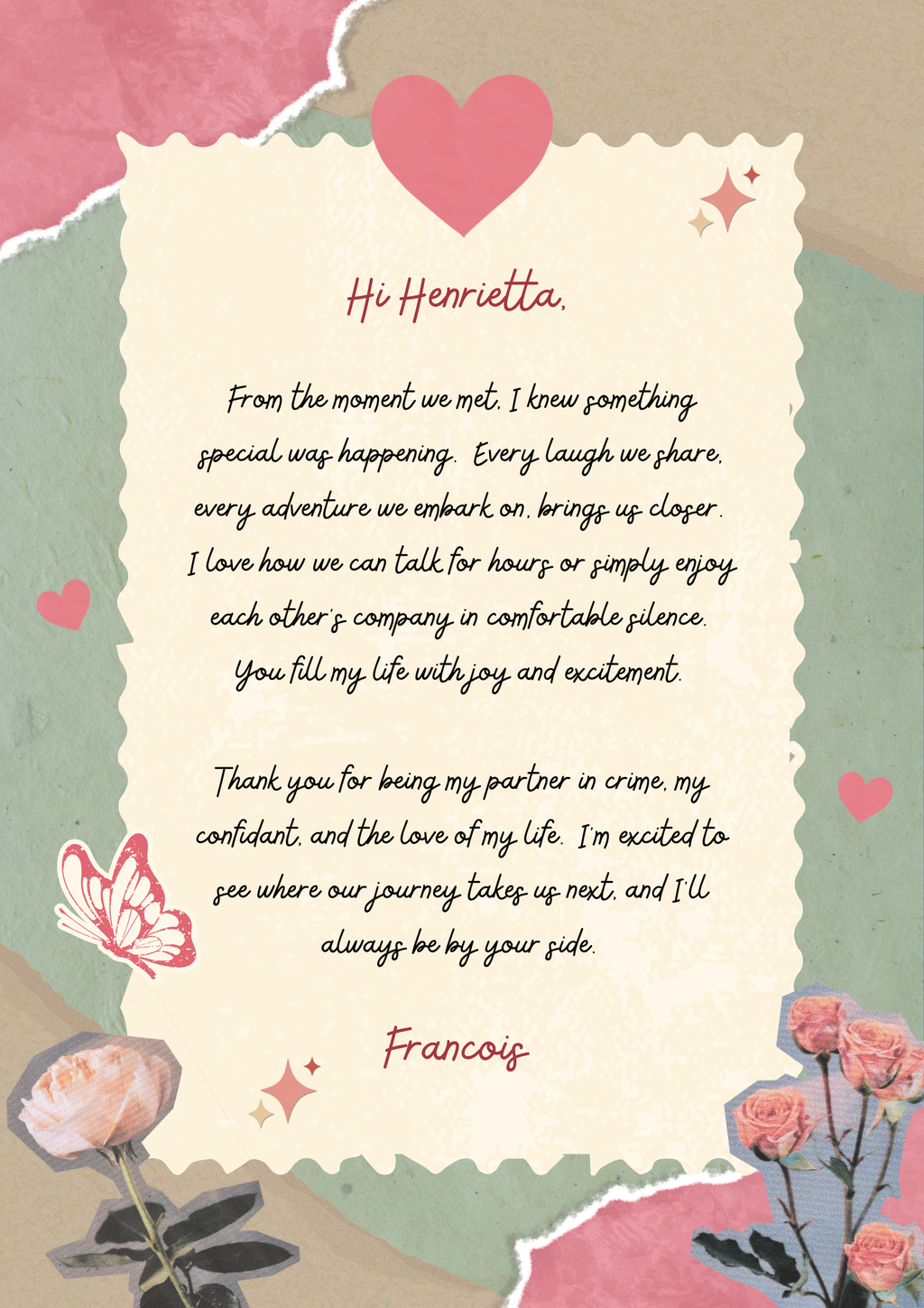 Add a Gift  Card / love Letter